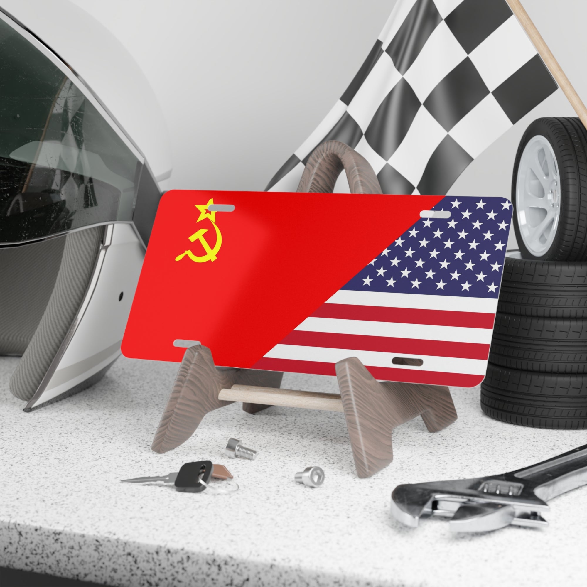USSR American Flag Vanity Plate