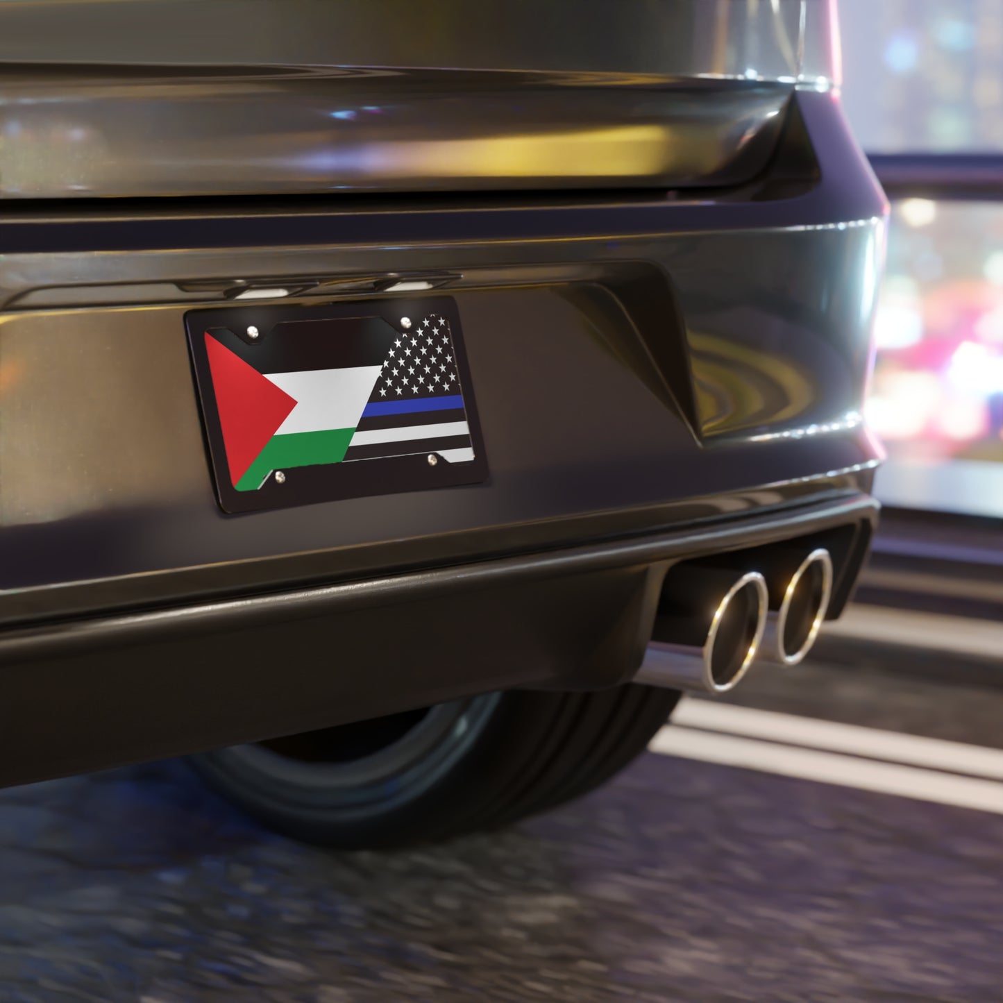 Palestine USA Police Flag Vanity Plate