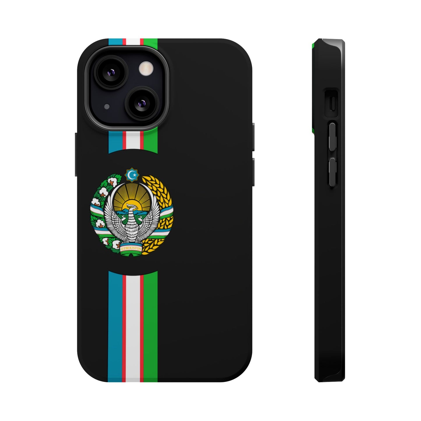 UZB Coat of Arms Flag Stripes Phone Case