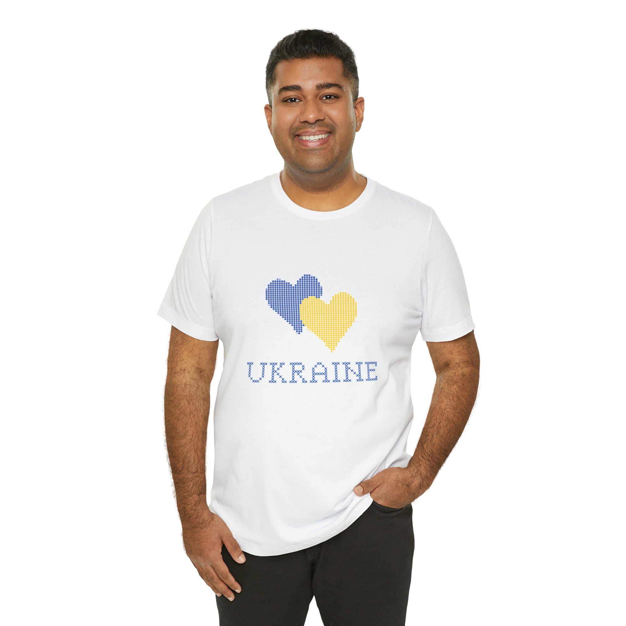 Ukraine Pixel Heart with a background Unisex T-Shirt