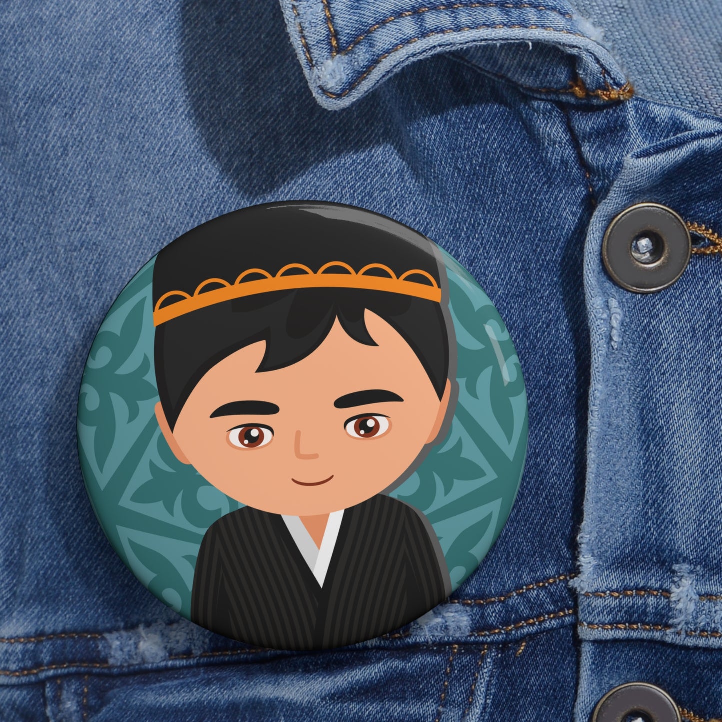 Tajik Men In traditional clothes Pin Buttons