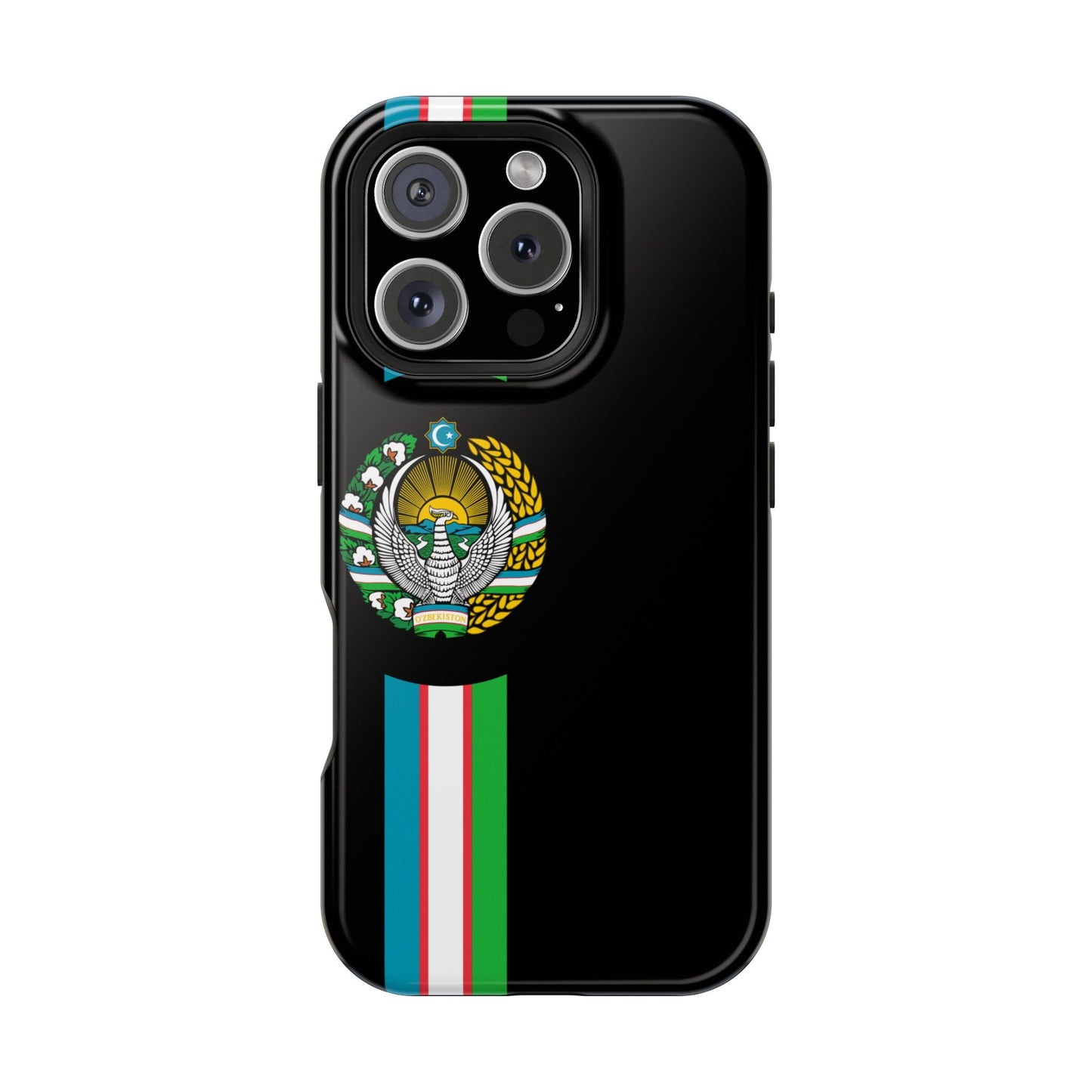 UZB Coat of Arms Flag Stripes Phone Case