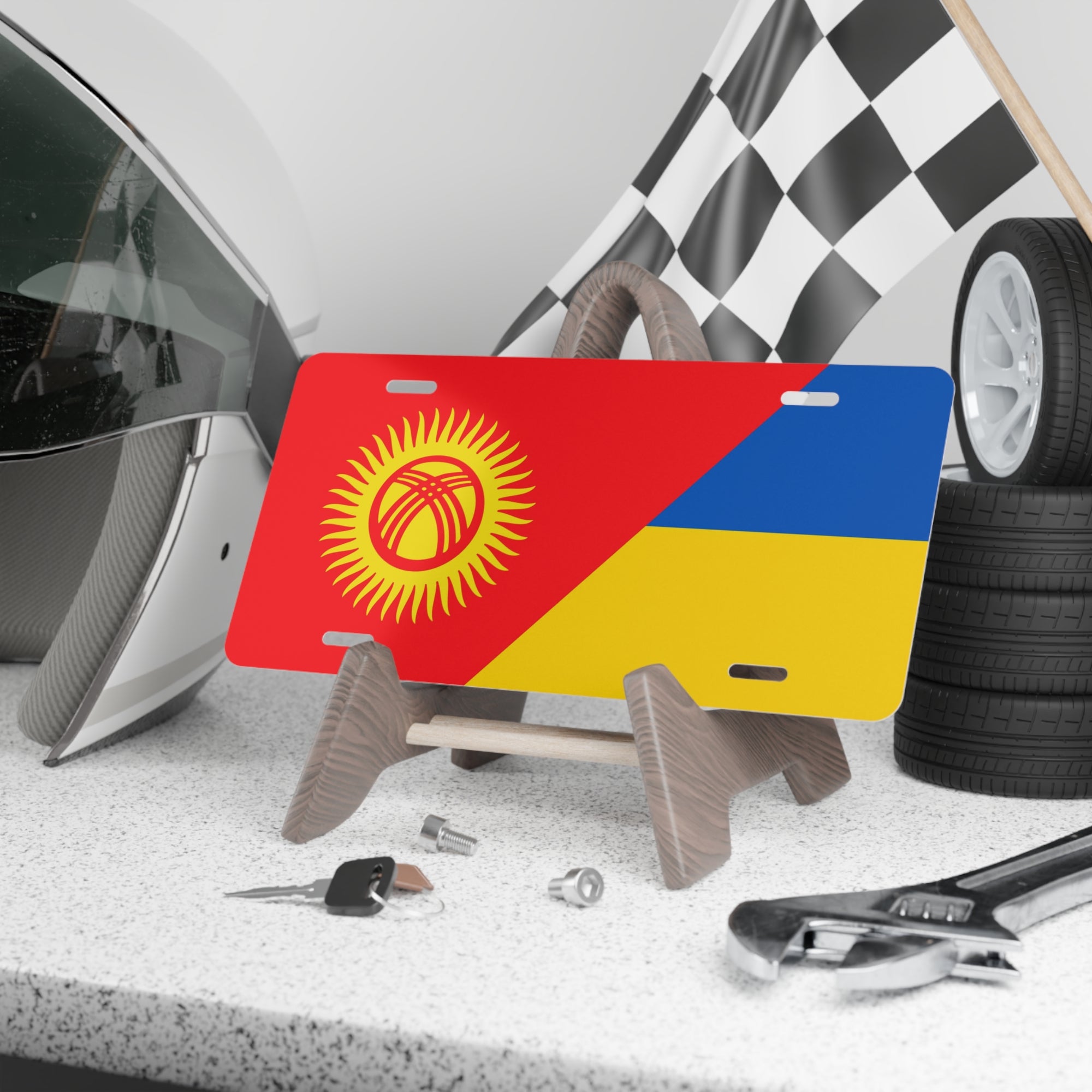 Kyrgyz Ukrainian Flag Vanity Plate
