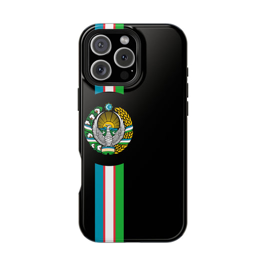 UZB Coat of Arms Flag Stripes Phone Case