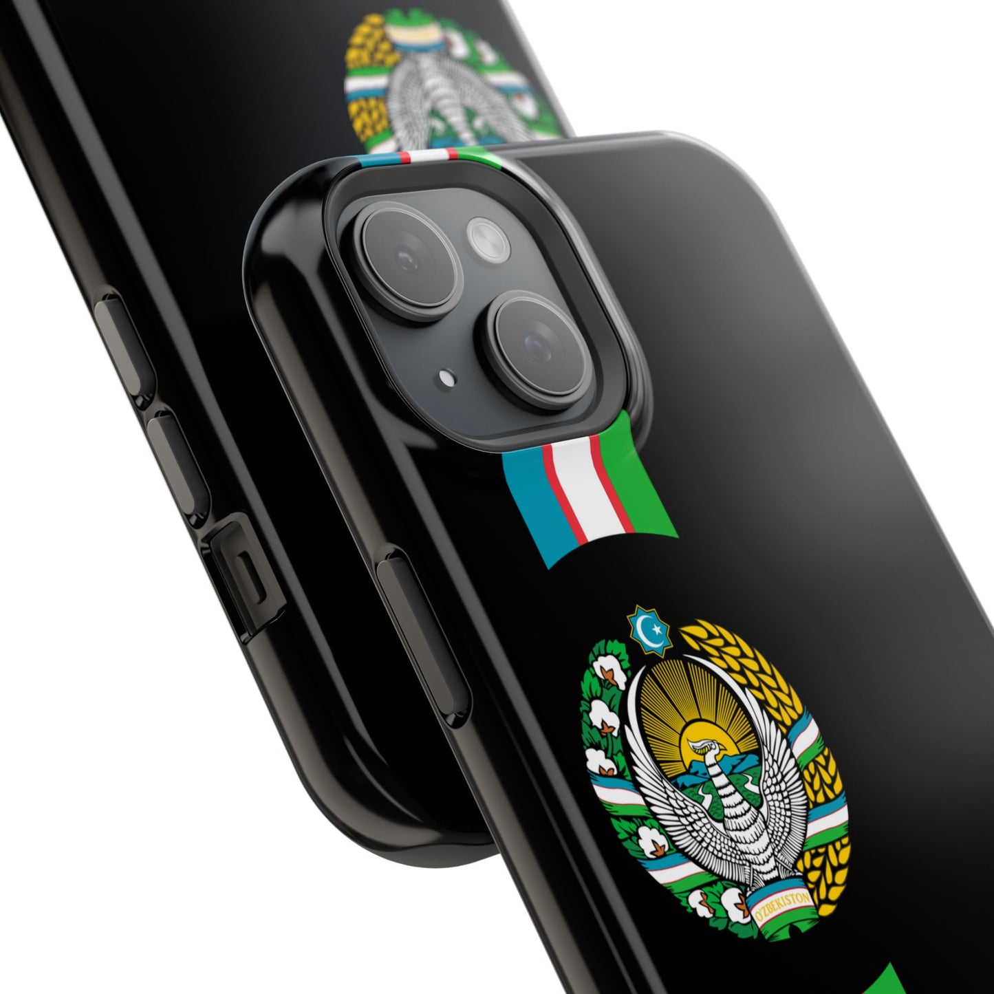 UZB Coat of Arms Flag Stripes Phone Case