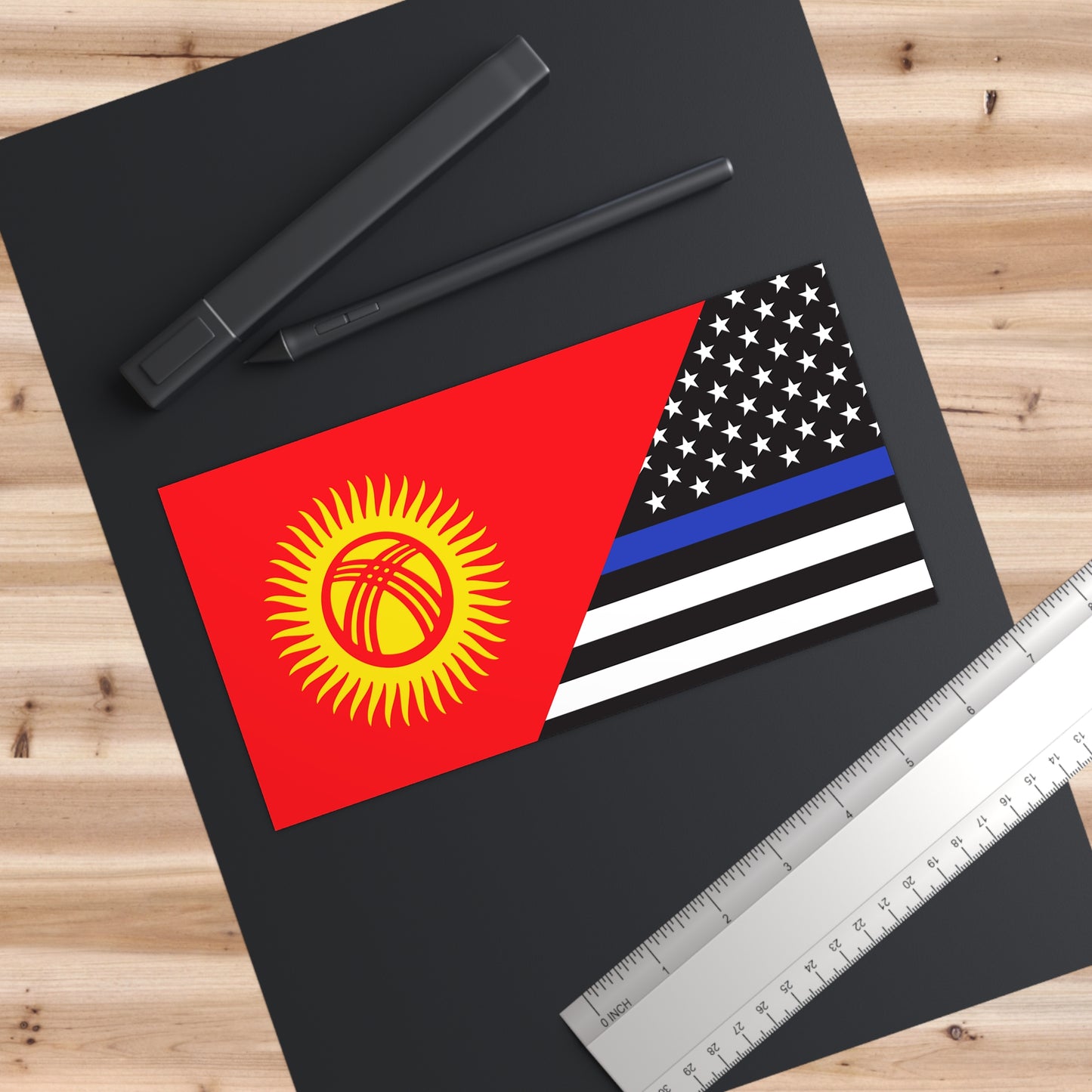 Kyrgyzs Support US Police Flag Bumper Stickers