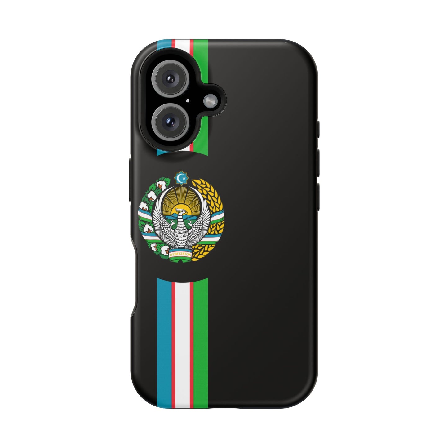 UZB Coat of Arms Flag Stripes Phone Case