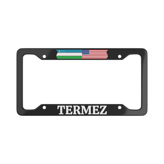 TERMEZ Uzbekistan with flag License Plate Frame