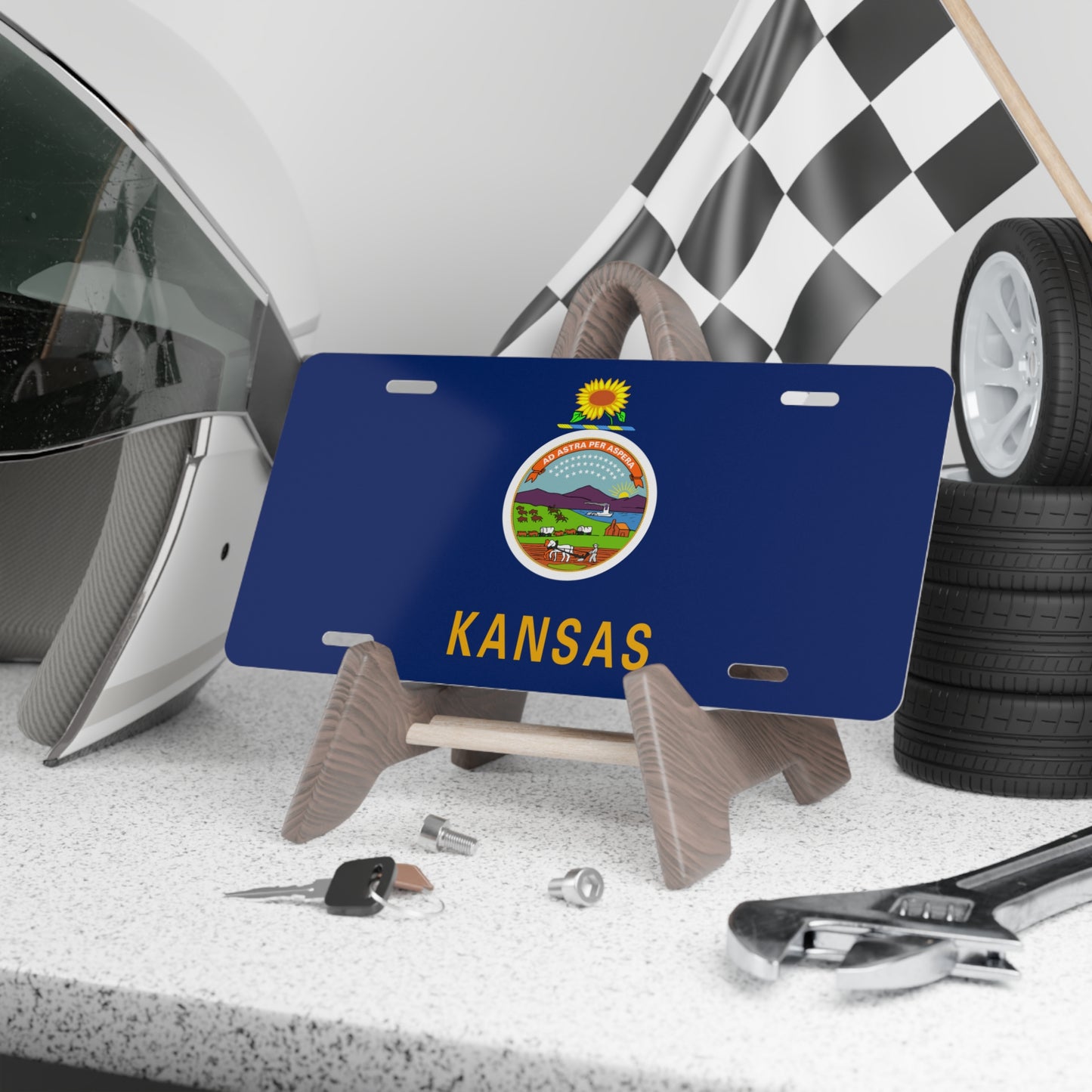 Kansas State Flag, USA Vanity Plate
