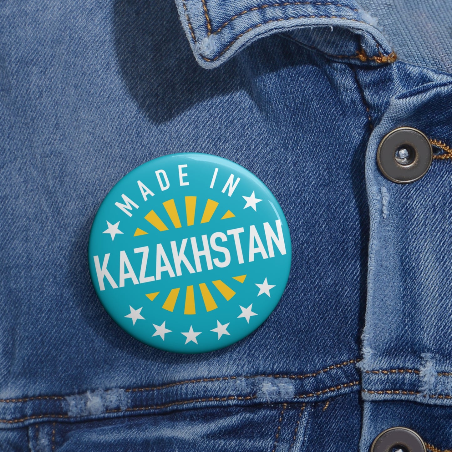 Made in Kazakhstan Pin Buttons