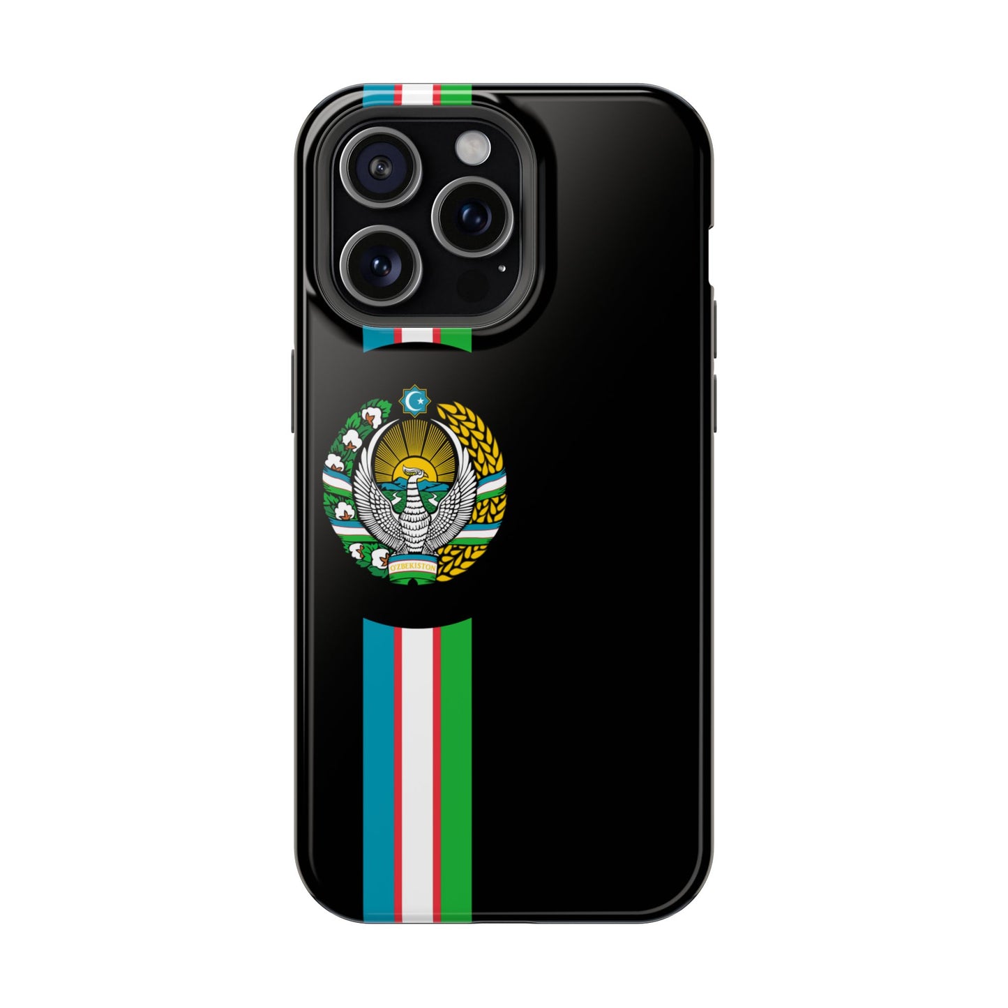 UZB Coat of Arms Flag Stripes Phone Case