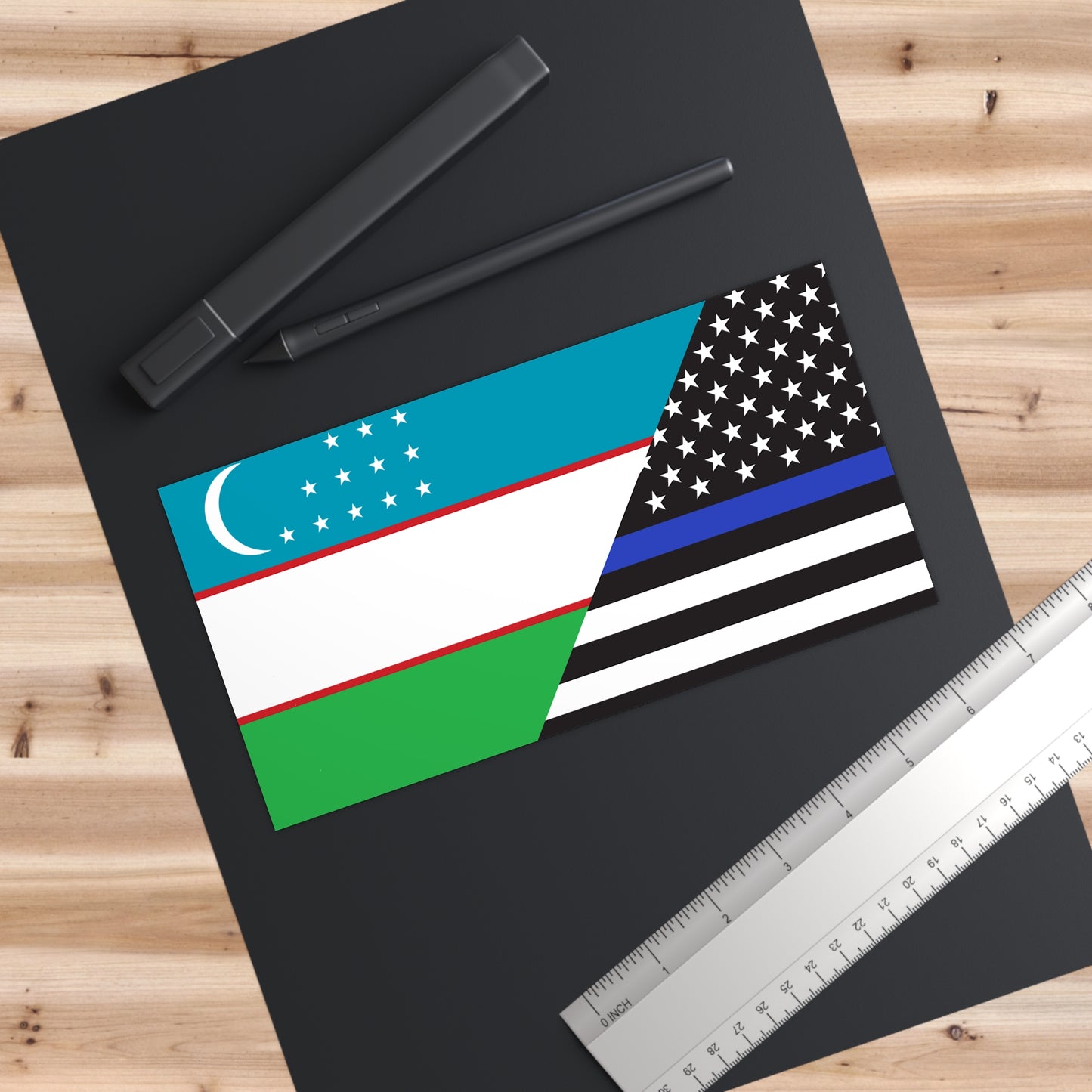 Uzbeks Support US Police Flag Bumper Stickers
