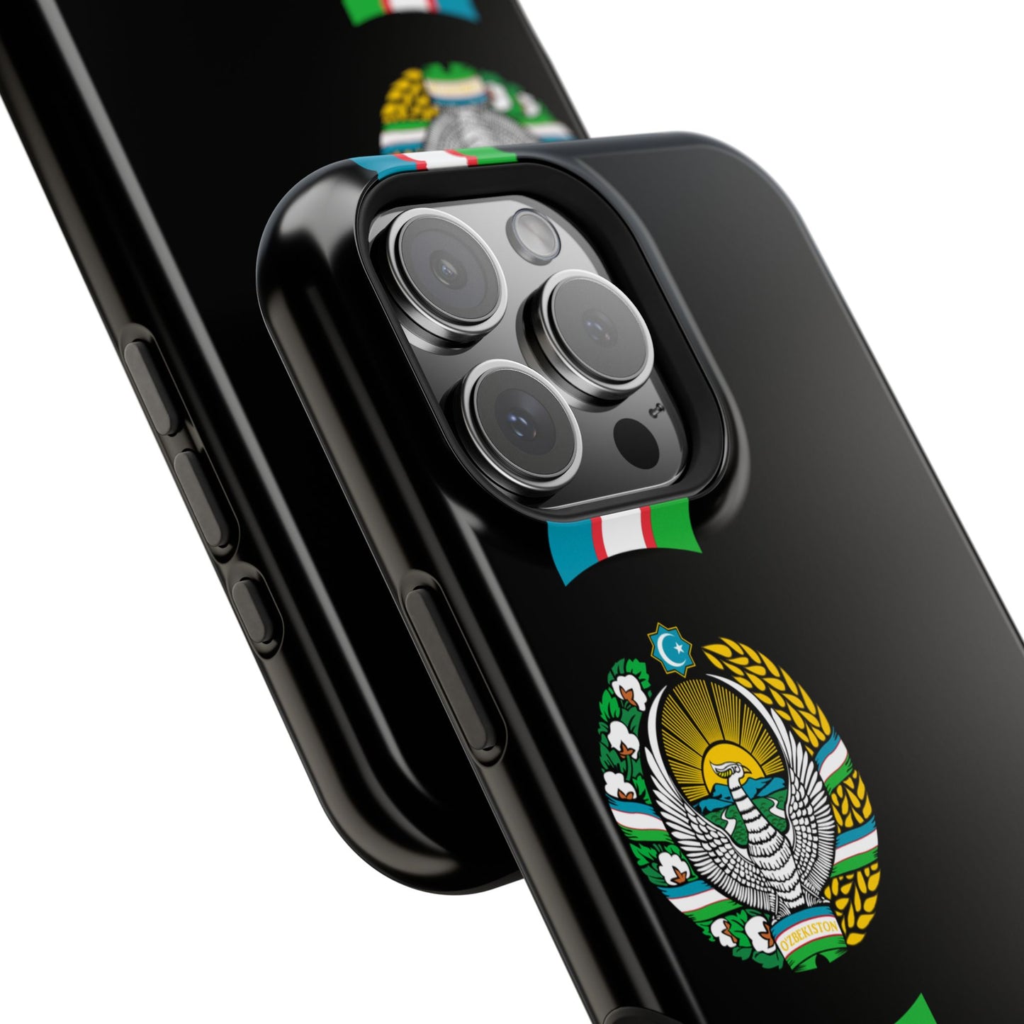 UZB Coat of Arms Flag Stripes Phone Case