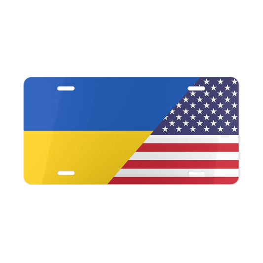 Ukrainian American Flag Vanity Plate
