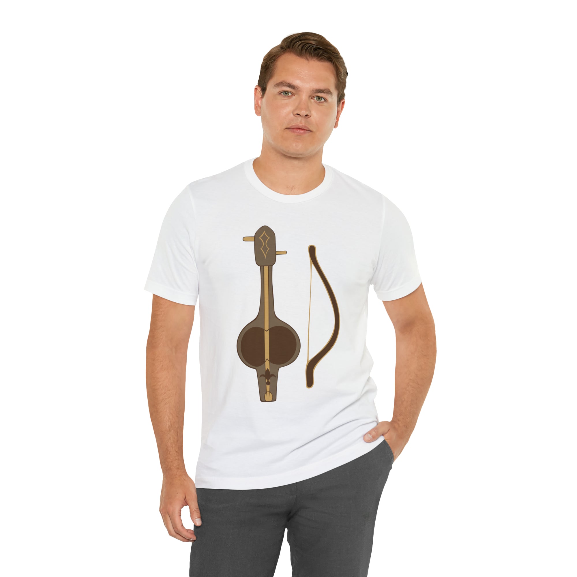 Kobyz Front and Kazakh Back Unisex Jersey Short Sleeve Tee