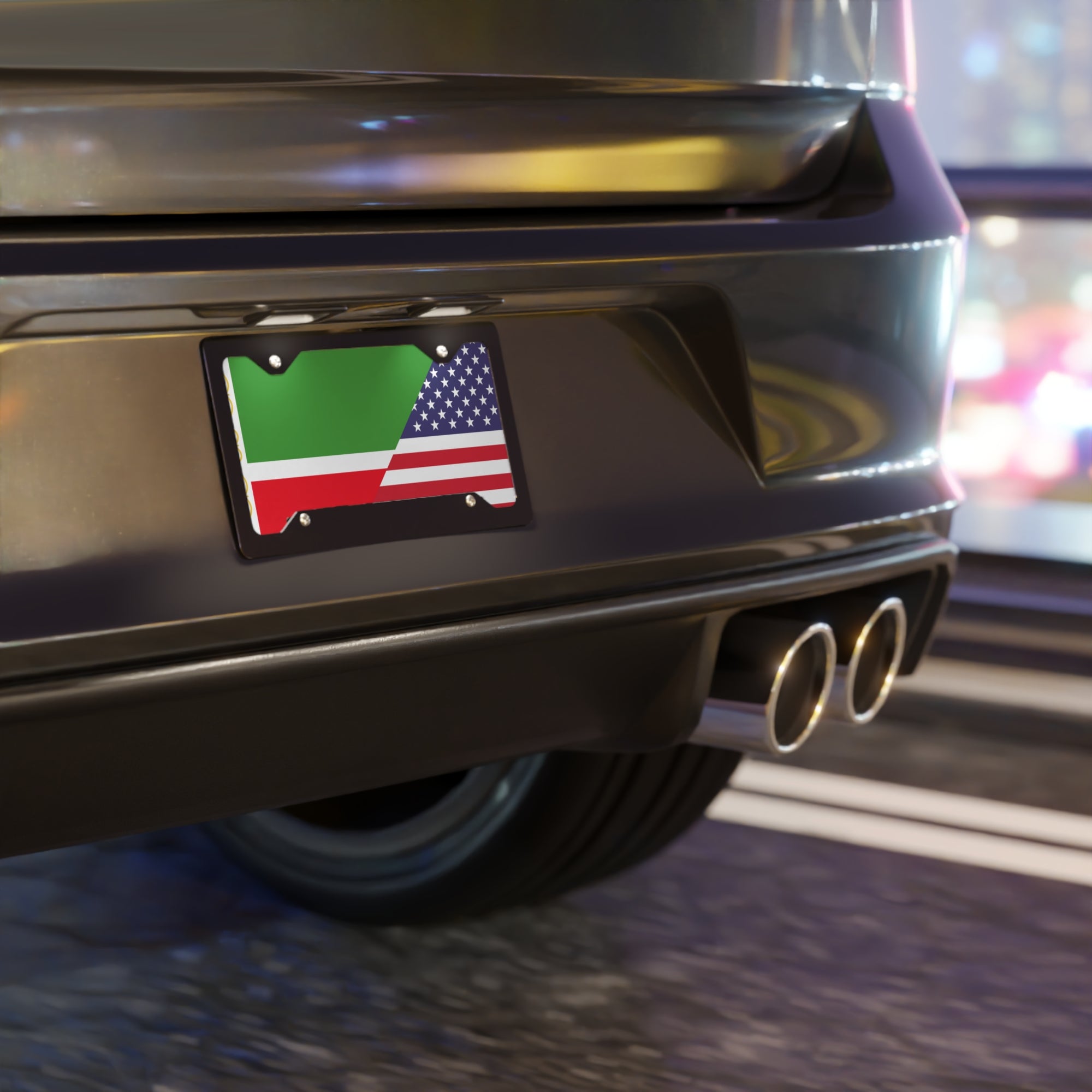 Chechen/USA Flag Vanity Plate