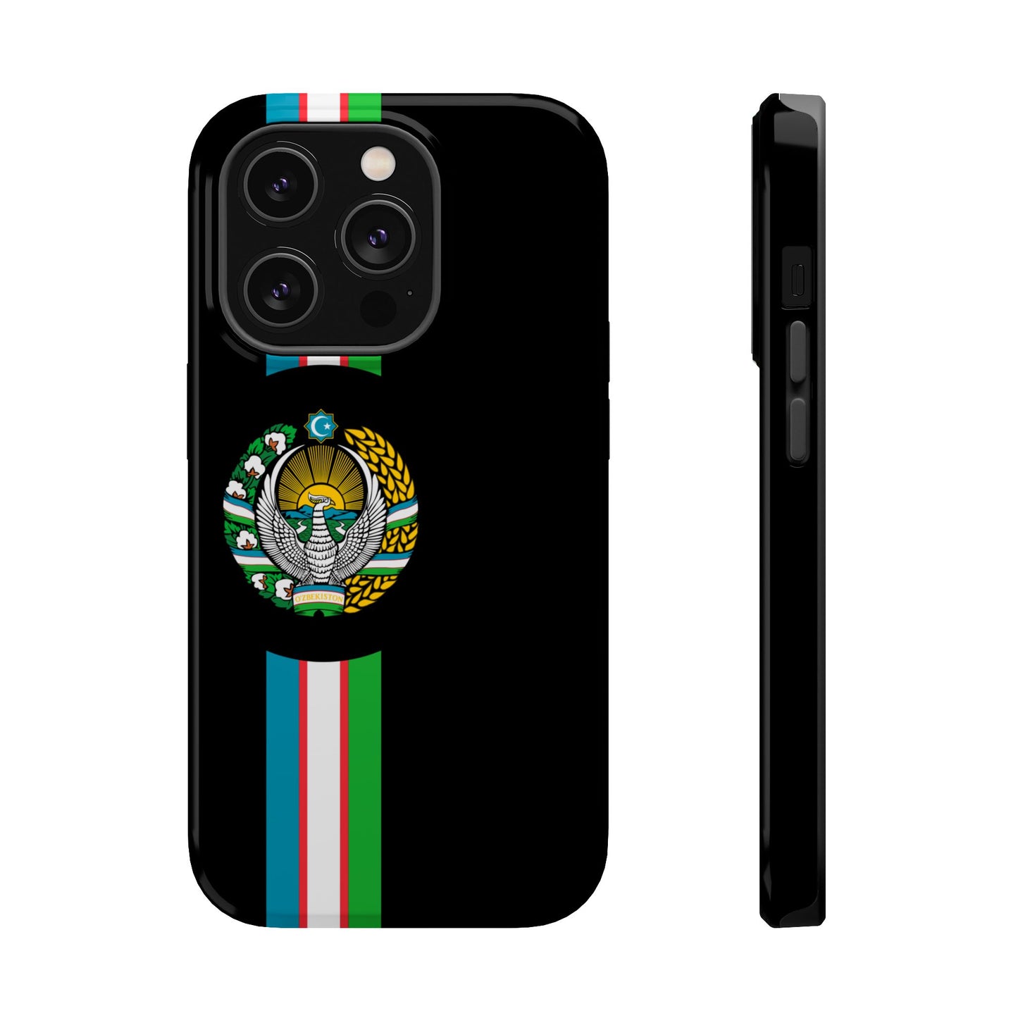 UZB Coat of Arms Flag Stripes Phone Case