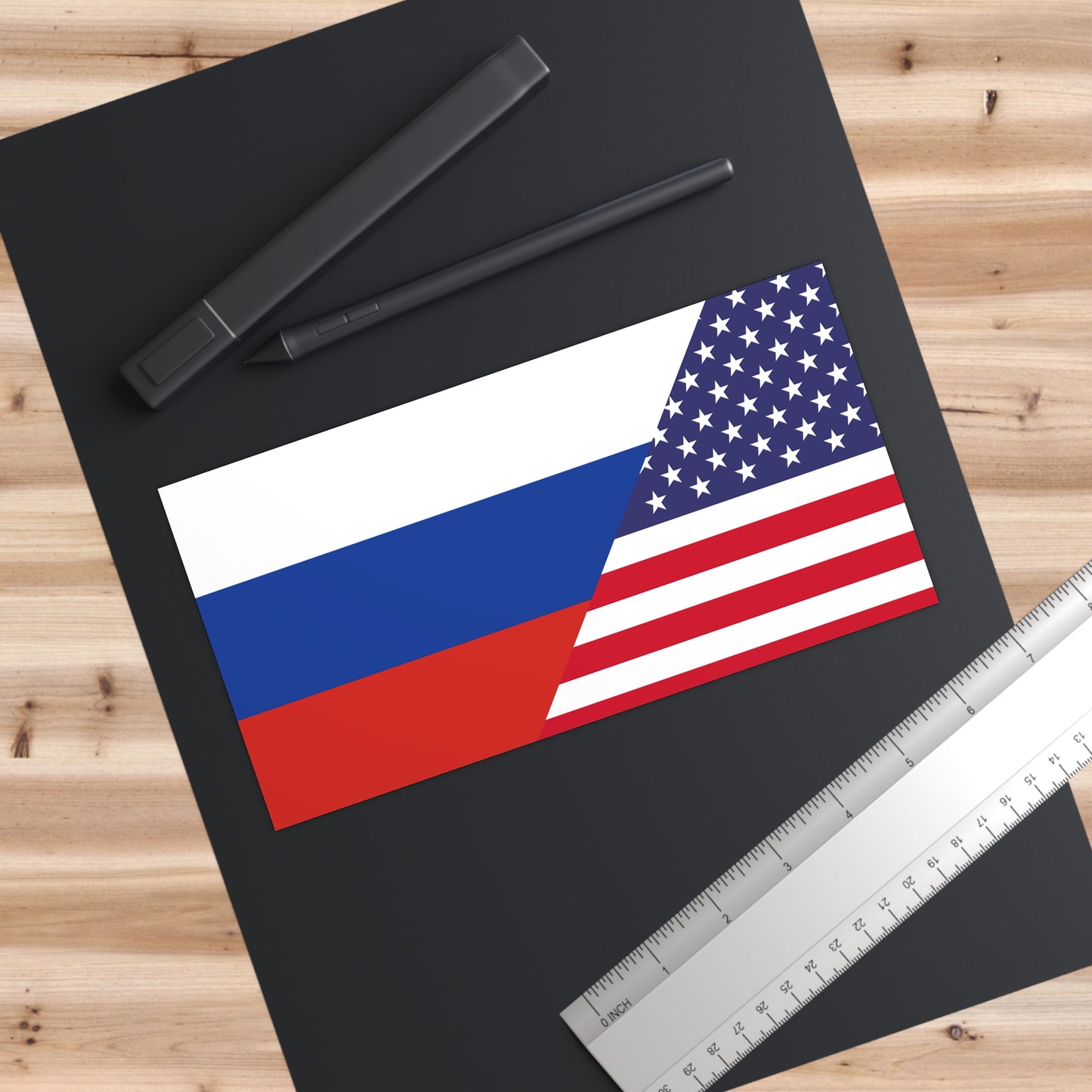 RUS/USA Flag Bumper Sticker