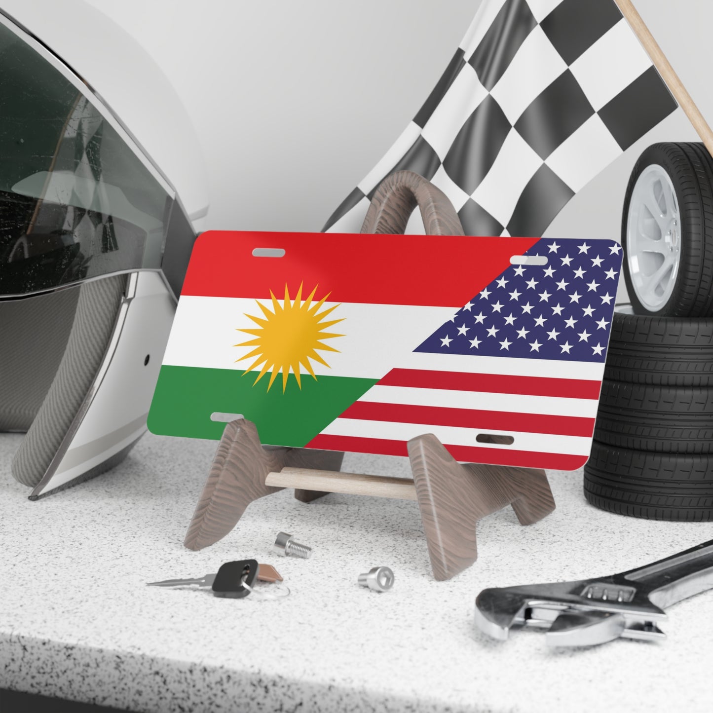 Kurdish American Flag Vanity Plate