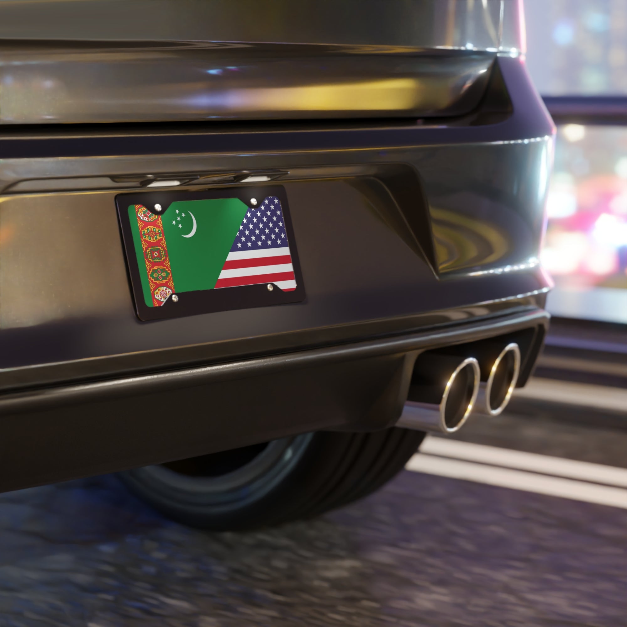 Turkmen American Flag Vanity Plate