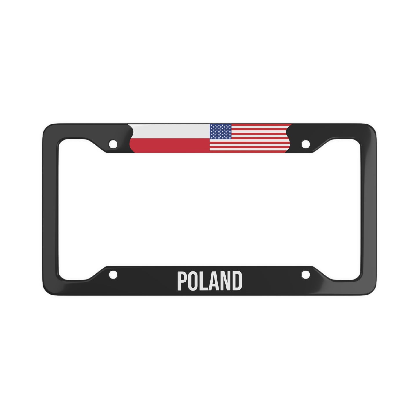 Poland USA Flag Car Plate Frame