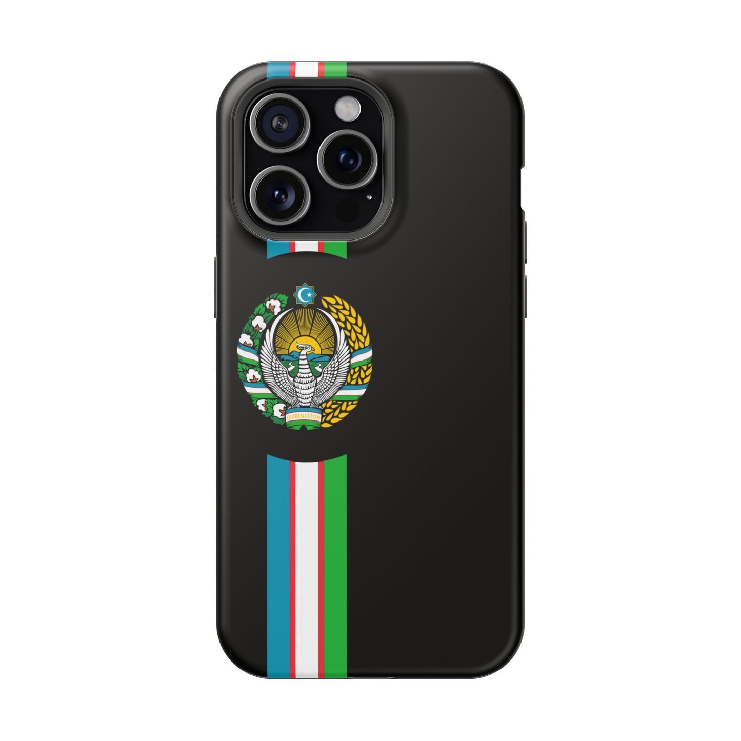 UZB Coat of Arms Flag Stripes Phone Case