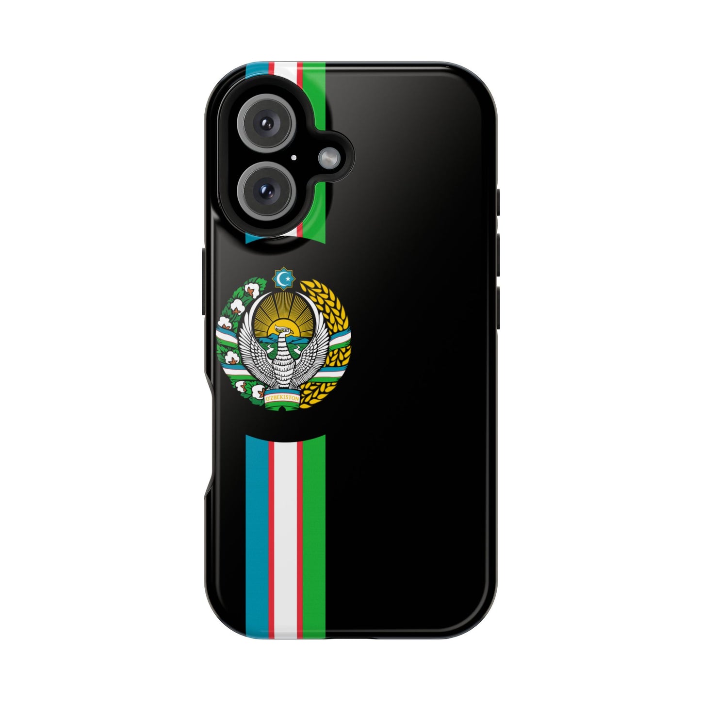 UZB Coat of Arms Flag Stripes Phone Case