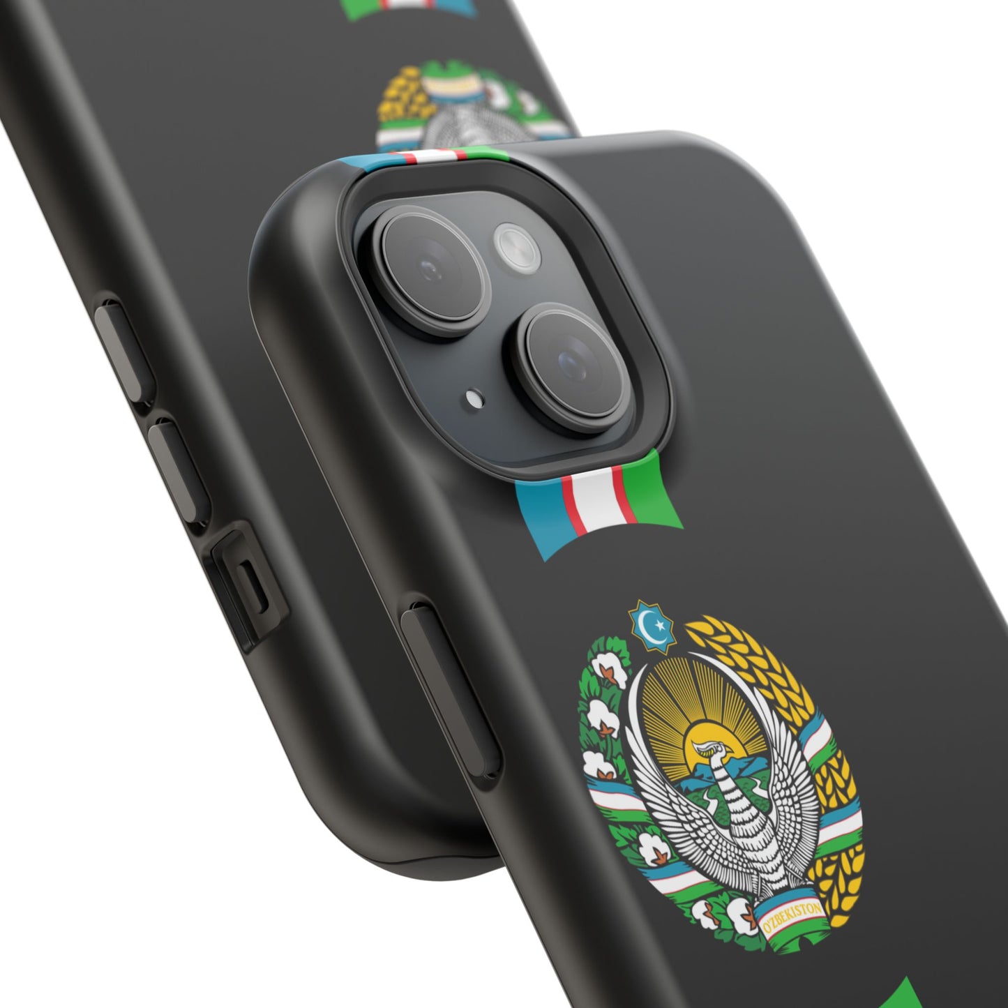 UZB Coat of Arms Flag Stripes Phone Case