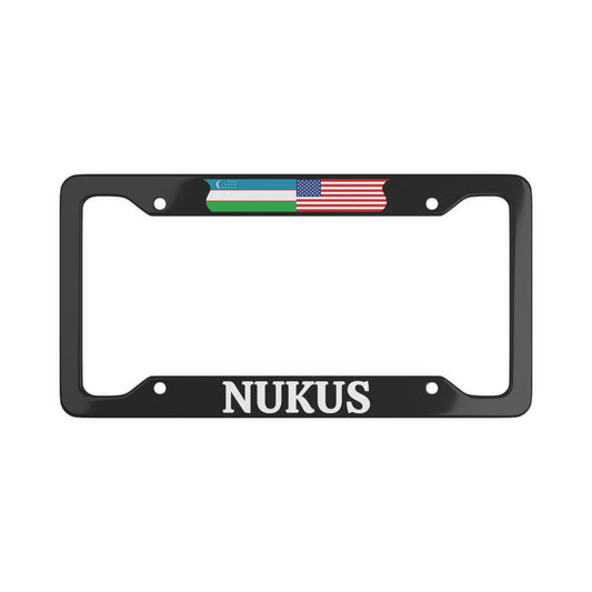 NUKUS with flag License Plate Frame
