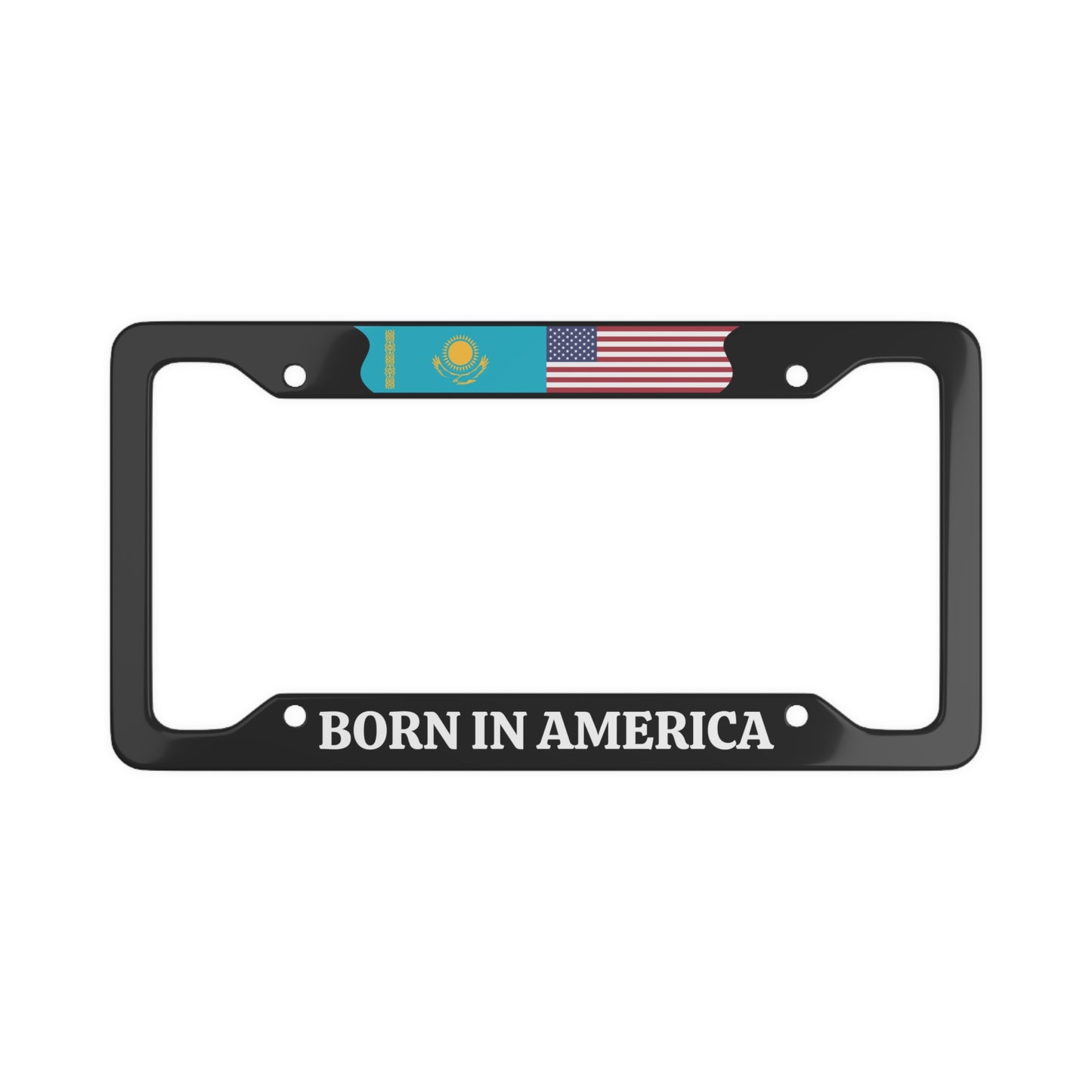 BORN IN AMERICA with flag License Plate Frame