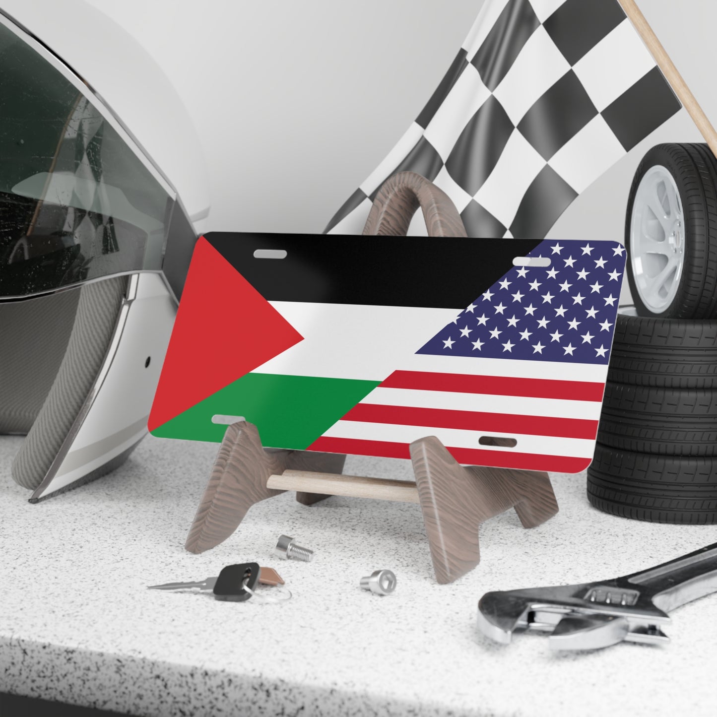 Palestine USA Flag Vanity Plate