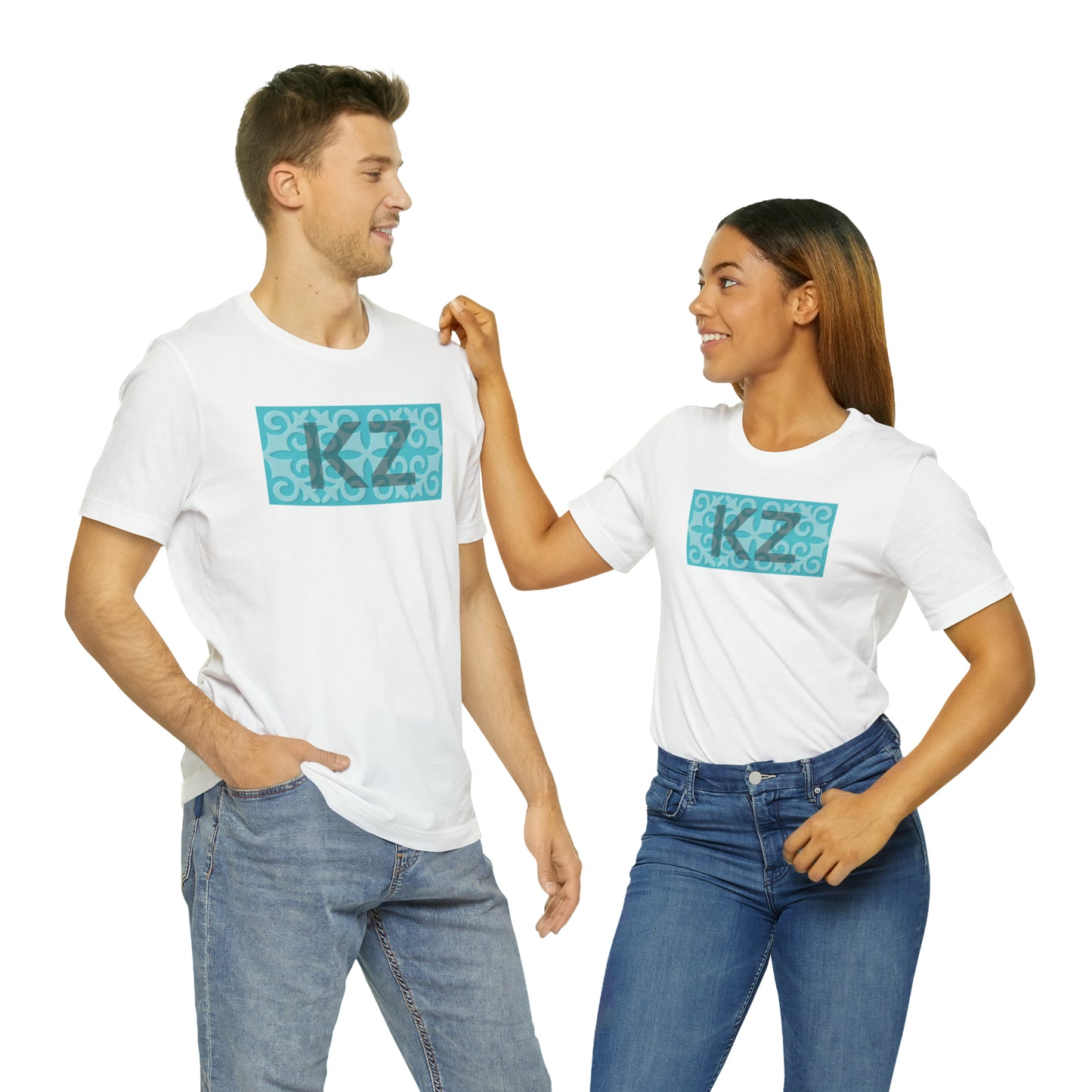 KZ Front and Kazakh Back Unisex Jersey Short Sleeve Tee