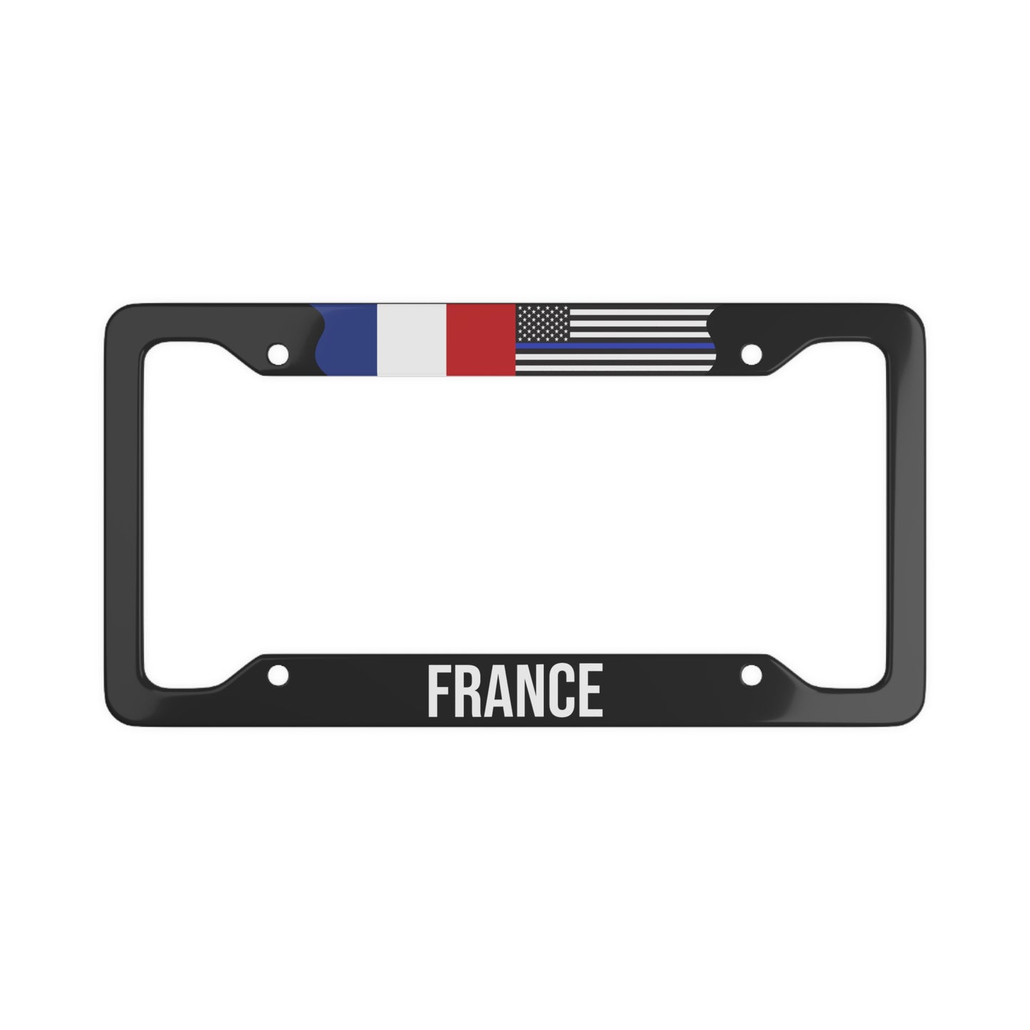 France USA Police Flag Car Plate Frame