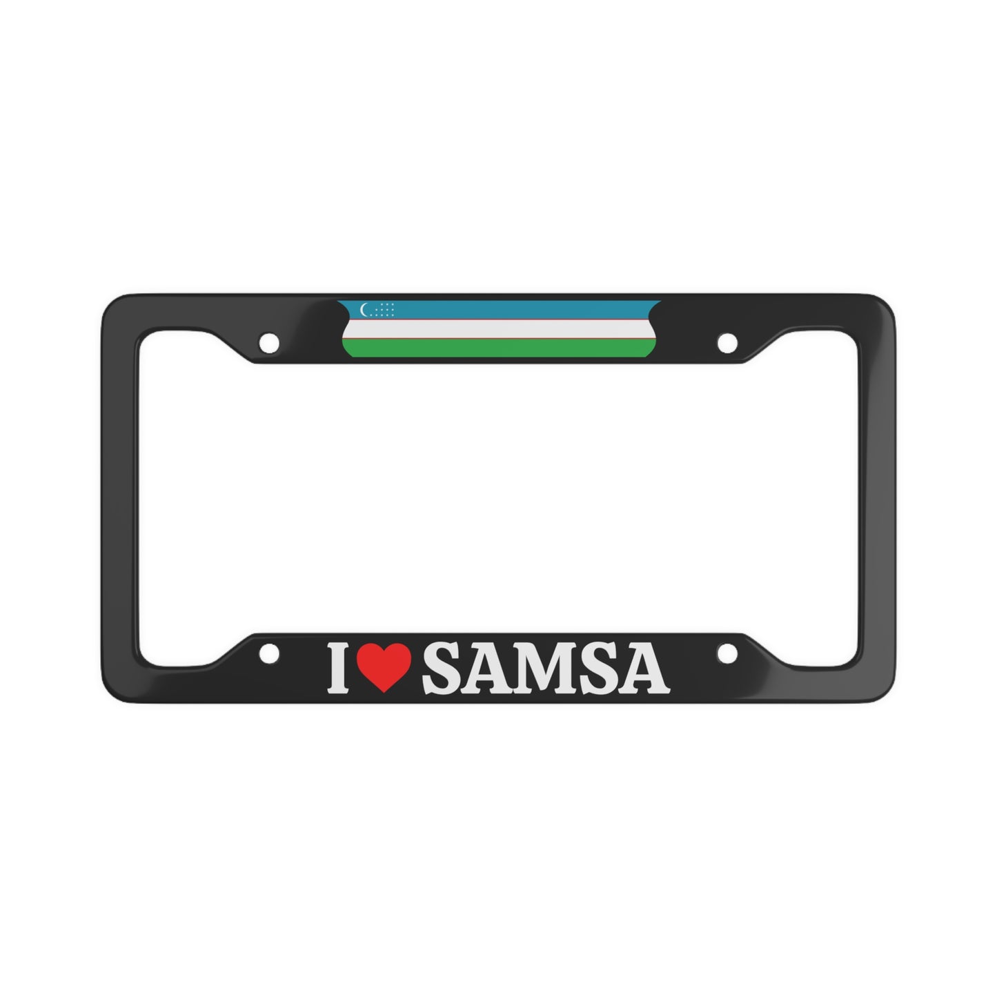 I LOVE SAMSA Uzbekistan with flag License Plate Frame