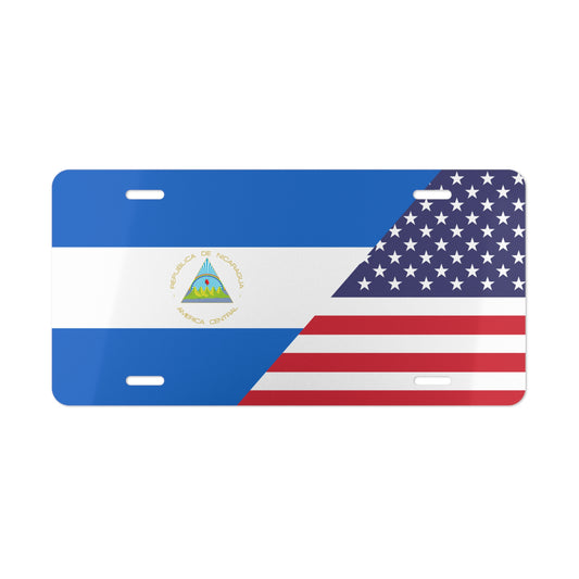 Nicaragua USA Flag Vanity Plate