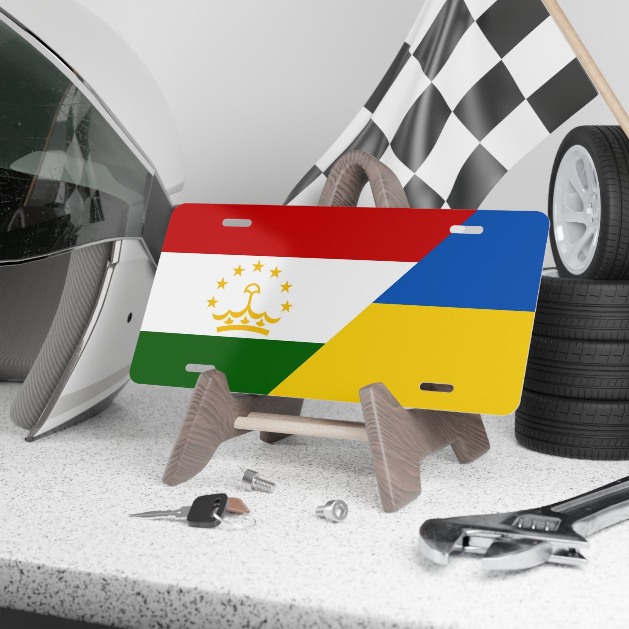 Tajik Ukrainian Flag Vanity Plate