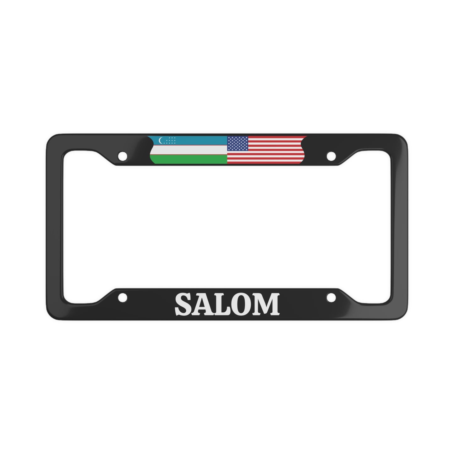 SALOM Uzbekistan with flag License Plate Frame