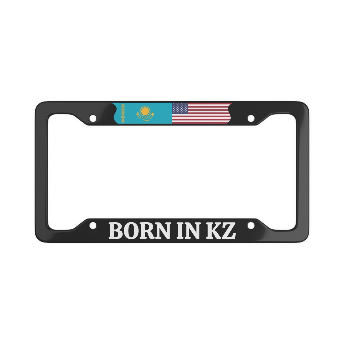 BORN IN KZ with flag License Plate Frame