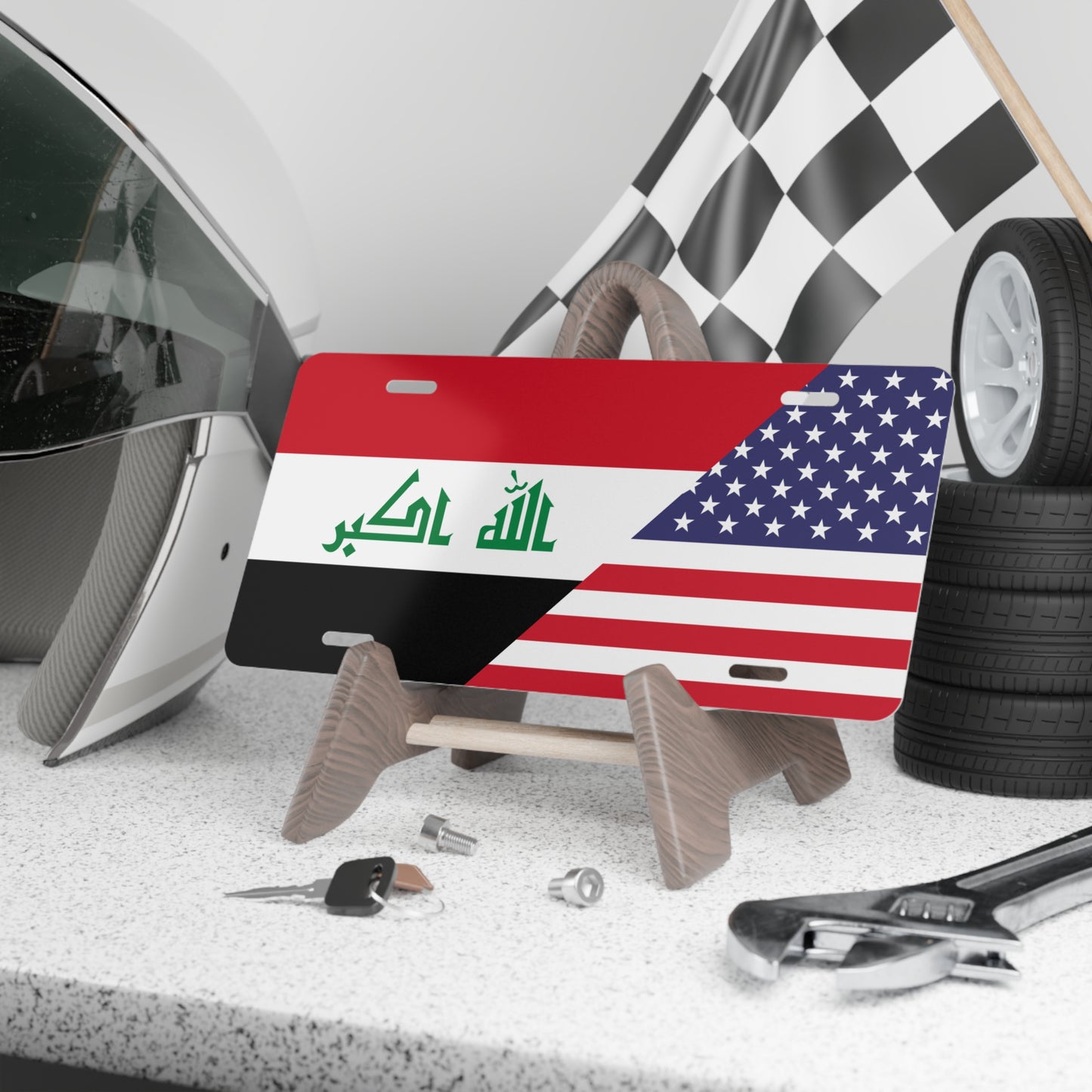 Iraq USA Flag Vanity Plate