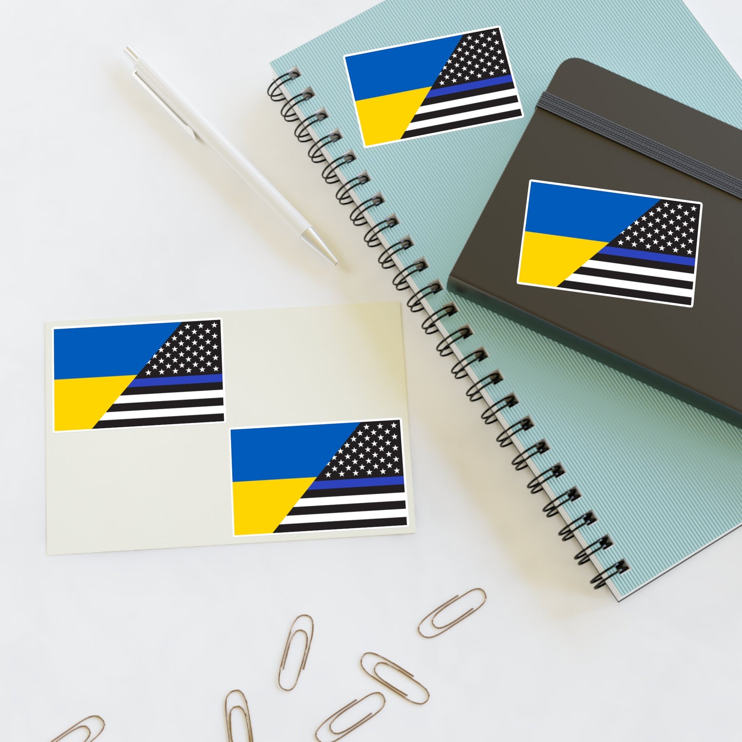 Ukraine Flag Thin Blue Line *4pc Sticker Sheets