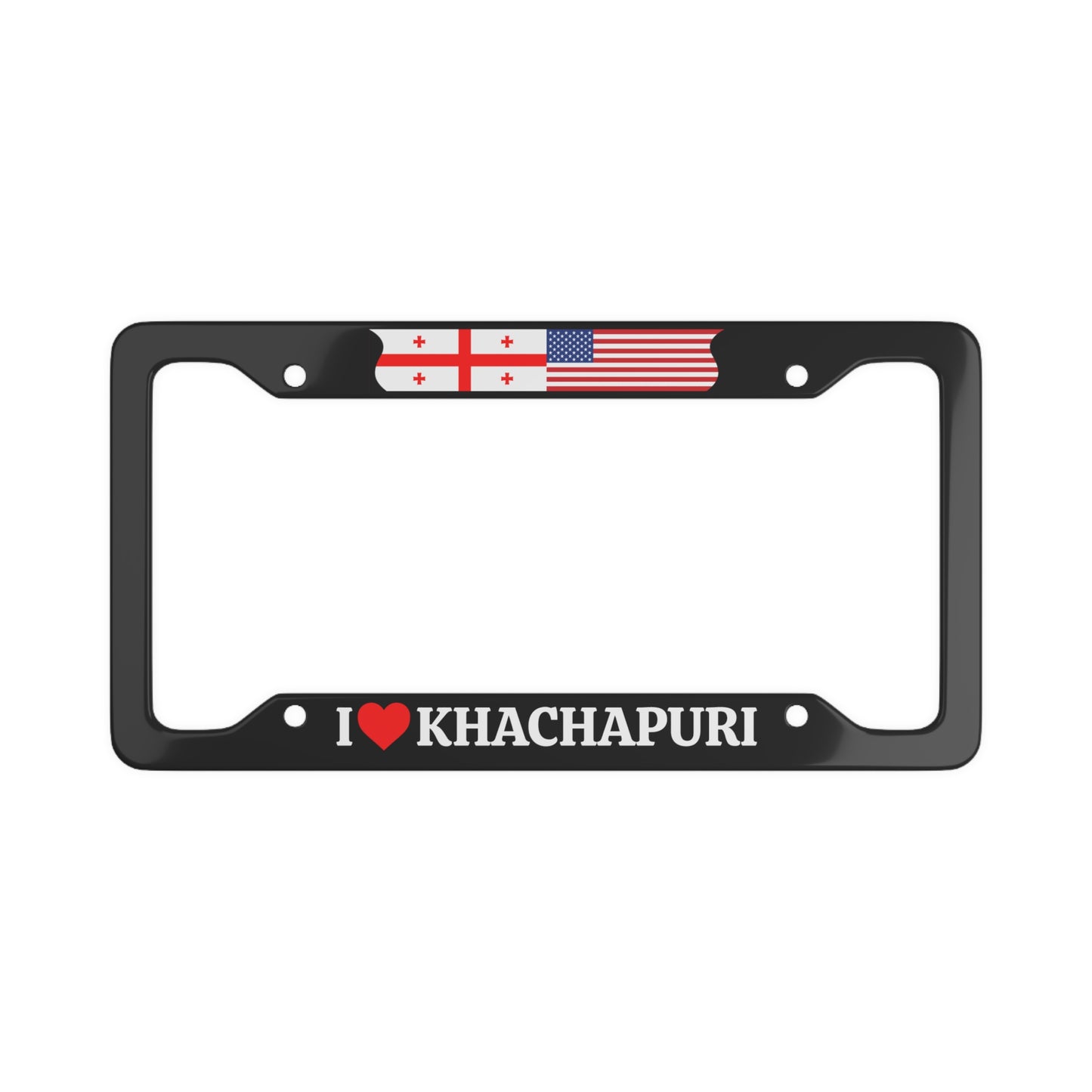 I LOVE KHACHAPURI Georgia with flag License Plate Frame