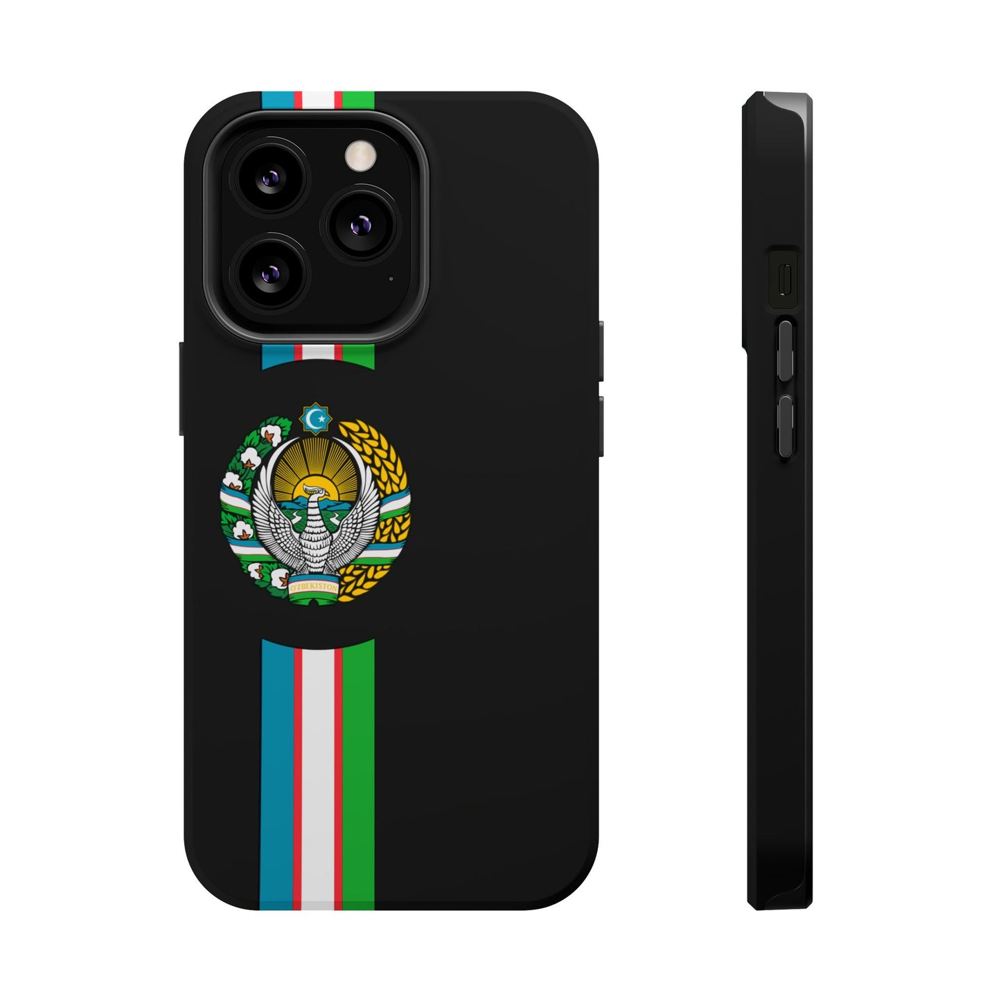 UZB Coat of Arms Flag Stripes Phone Case