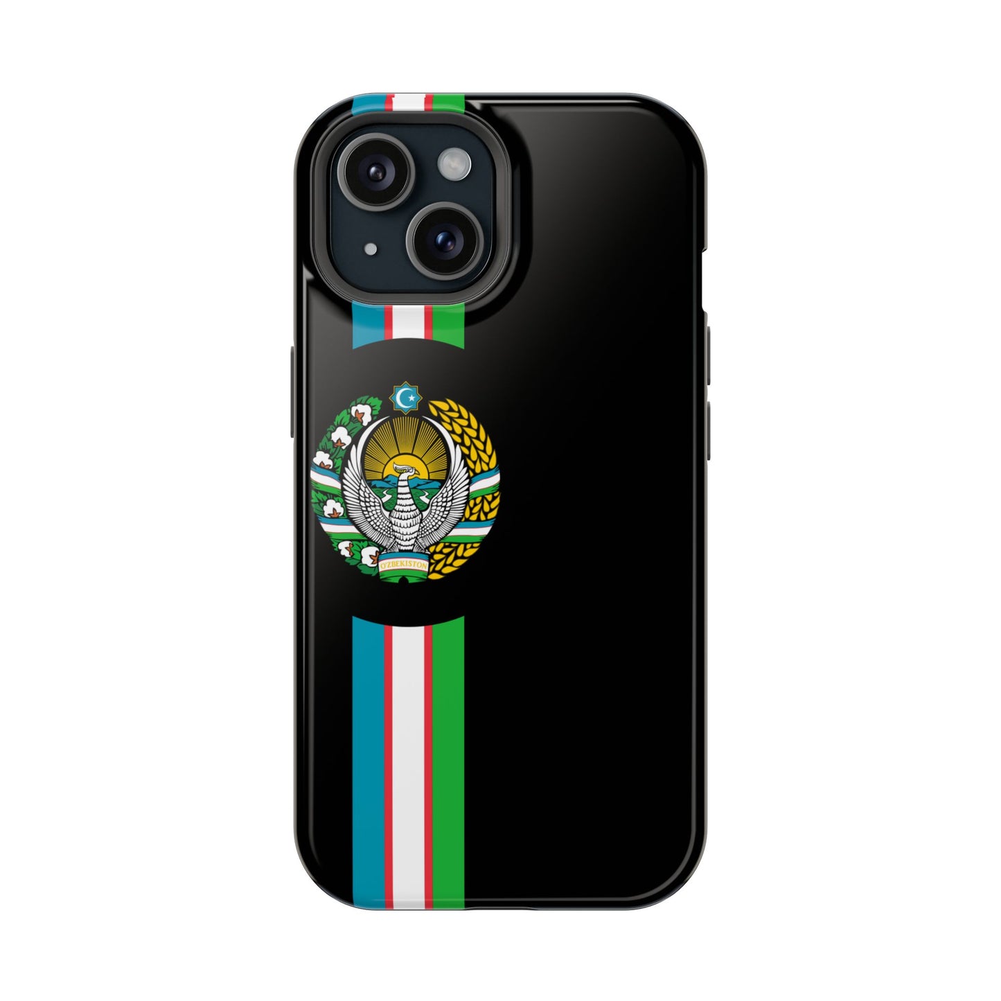 UZB Coat of Arms Flag Stripes Phone Case