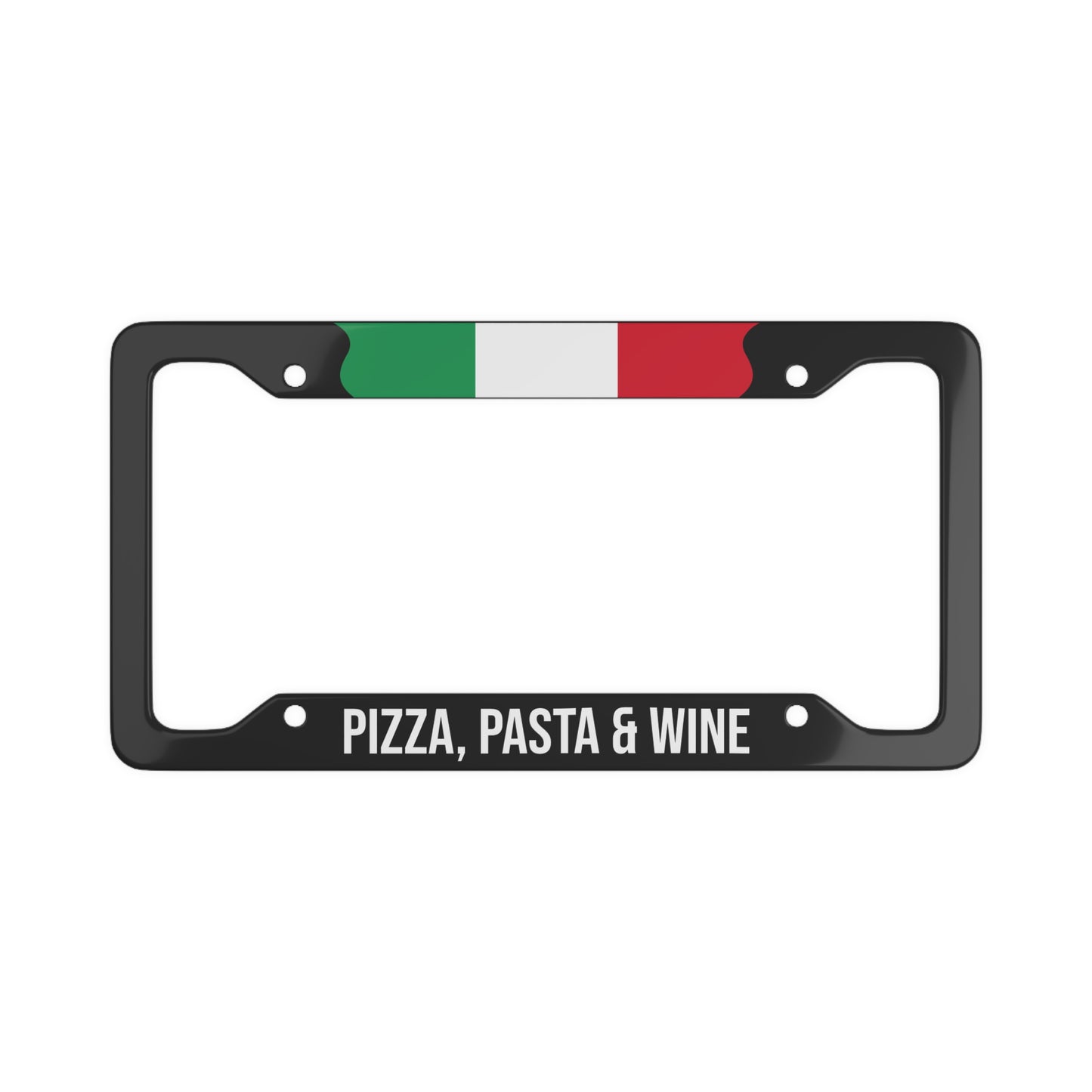 Pizza, Pasta & Wine Italian Flag Car Plate Frame