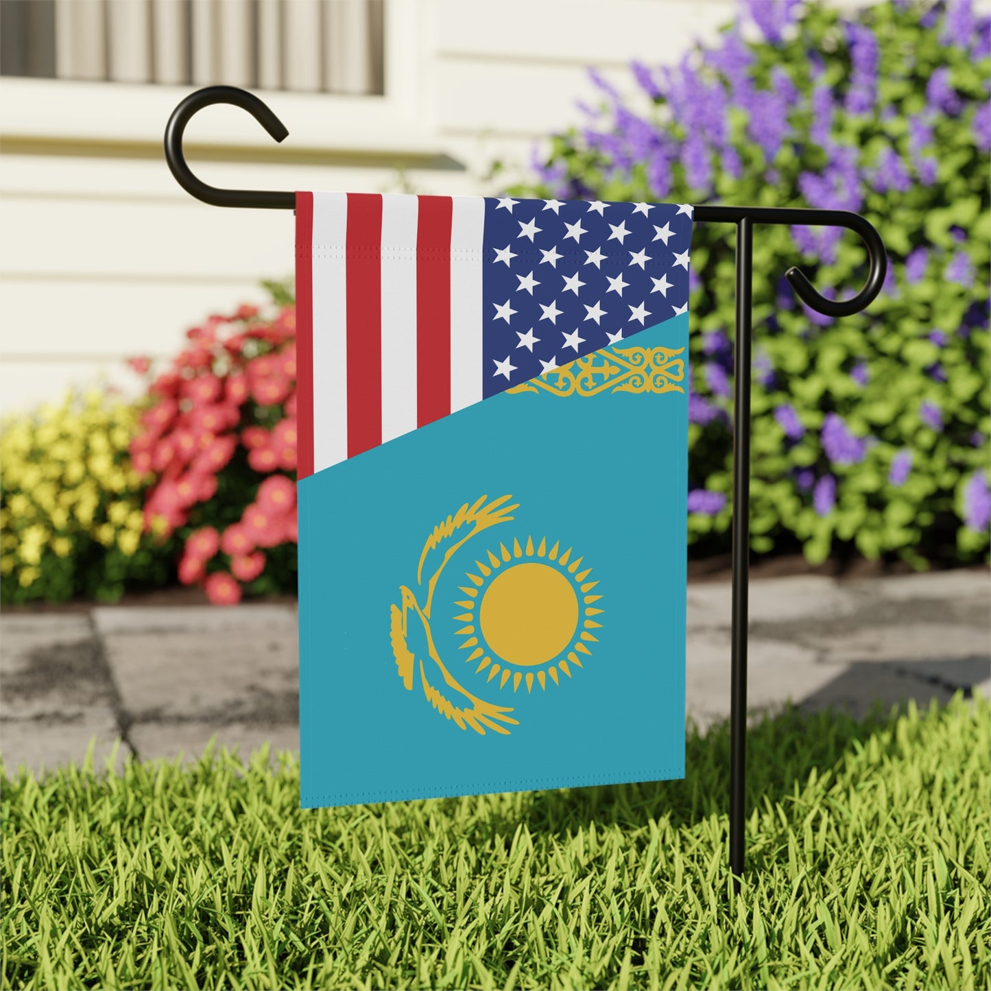 Kazakh American Flag Garden & House Banner