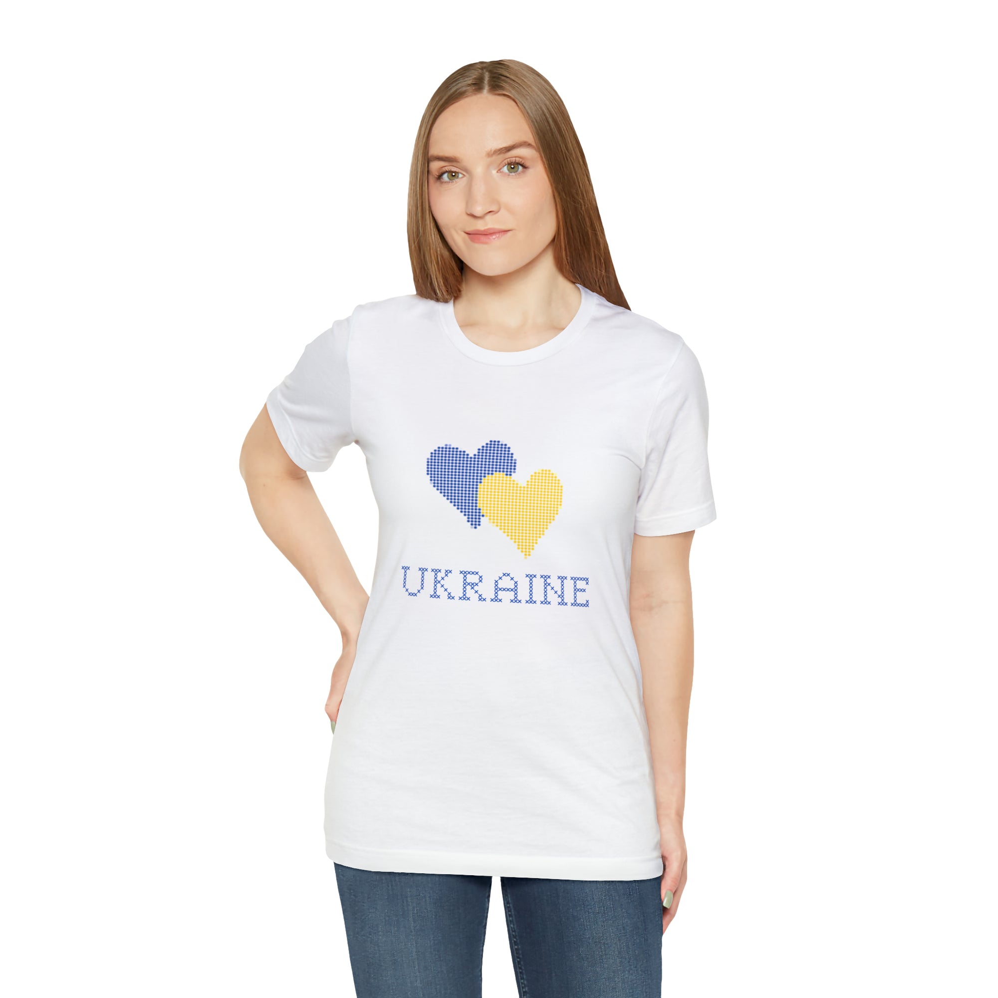 Ukraine Pixel Heart with a background Unisex T-Shirt