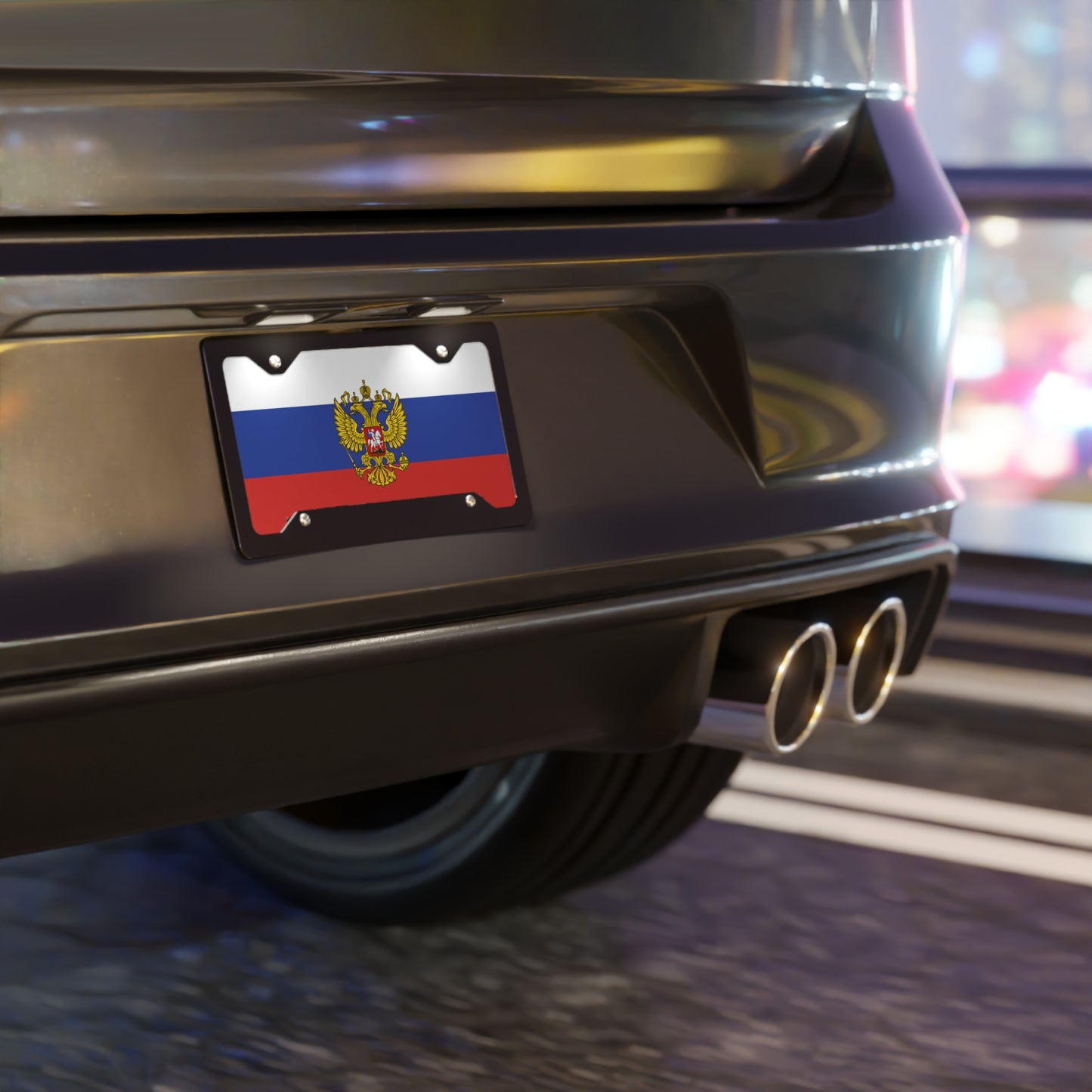 Russian Flag with Coat of Arms Vanity Plate