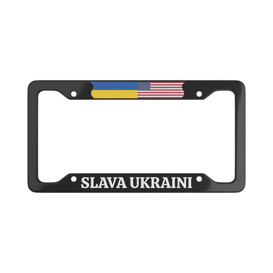 SLAVA UKRAINI with flag License Plate Frame