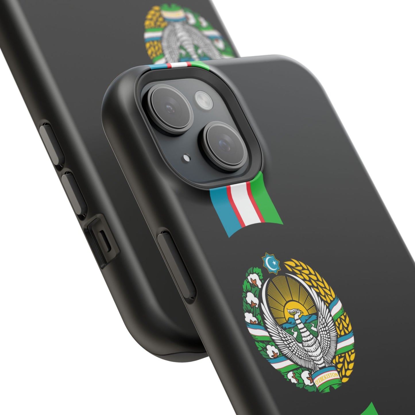 UZB Coat of Arms Flag Stripes Phone Case