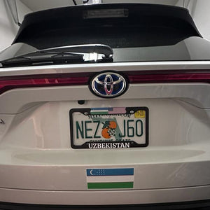 License Plate Frame with Uzbek flag and car sticker Uzbekistan 